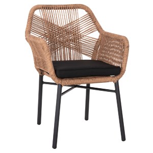 71974 ΠΟΛΥΘΡΟΝΑ TOPIN HM6048.02 ΑΛΟΥΜΙΝΙΟ ΜΑΥΡΟ-P.E. RATTAN ΜΠΕΖ-ΜΑΞΙΛΑΡΙ ΜΑΥΡΟ 57x65x84Υ εκ
