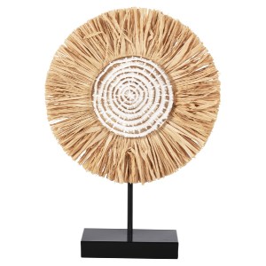 72111 ΕΠΙΤΡΑΠΕΖΙΟ ΔΙΑΚΟΣΜΗΤΙΚΟ HM4224 ΙΝΕΣ RAFFIA ΣΕ ΦΥΣΙΚΟ-ΜΑΥΡΗ ΞΥΛΙΝΗ ΒΑΣΗ 18x9x43Υεκ.