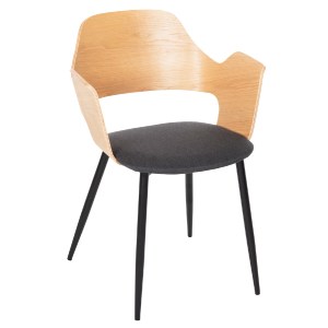 72123 ΚΑΡΕΚΛΑ VELP HM9616.02 ΞΥΛΟ ΣΕ ΦΥΣΙΚΟ-ΓΚΡΙ ΥΦΑΣΜΑ-ΜΑΥΡΑ ΜΕΤΑΛ. ΠΟΔΙΑ 55,5x50x79Υεκ.