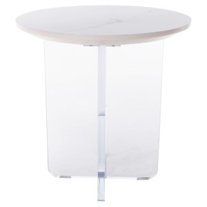 72137 ΤΡΑΠΕΖΙ ΣΑΛΟΝΙΟΥ ACRYLON HM9779.01 HPL ΛΕΥΚΟ ΜΑΡΜΑΡΟ-ΑΚΡΥΛΙΚΟ ΠΟΔΙ Φ40x41Υεκ.