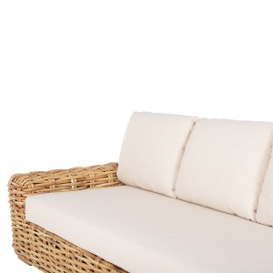 72314 ΚΑΝΑΠΕΣ ΤΡΙΘΕΣΙΟΣ ΕΞ.ΧΩΡΟΥ TROPEL HM9808 ΞΥΛΟ MANGO-RATTAN ΦΥΣΙΚΟ-ΛΕΥΚΑ ΜΑΞΙΛΑΡΙΑ 216x88x85Υεκ