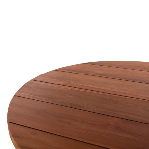 72356 ΤΡΑΠΕΖΙ ΣΤΡΟΓΓΥΛΟ LEO HM9917 ΜΑΣΙΦ ΞΥΛΟ ΤΕΑΚ ΣΕ ΦΥΣΙΚΟ Φ70x75Υεκ.