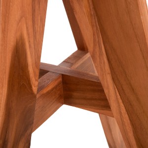 72356 ΤΡΑΠΕΖΙ ΣΤΡΟΓΓΥΛΟ LEO HM9917 ΜΑΣΙΦ ΞΥΛΟ ΤΕΑΚ ΣΕ ΦΥΣΙΚΟ Φ70x75Υεκ.