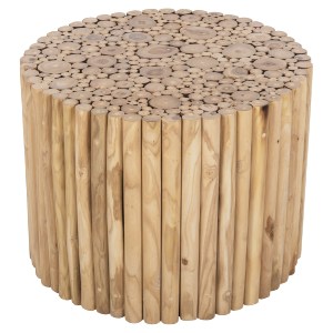 72435 ΤΡΑΠΕΖΙ ΣΑΛΟΝΙΟΥ ΣΤΡΟΓΓΥΛΟ COOTER HM9864 ΚΛΑΔΙΑ TEAK-ΦΥΣΙΚΟ Φ60,5x46Υεκ.