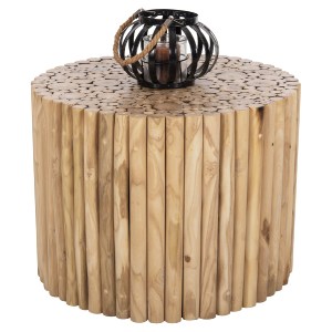 72435 ΤΡΑΠΕΖΙ ΣΑΛΟΝΙΟΥ ΣΤΡΟΓΓΥΛΟ COOTER HM9864 ΚΛΑΔΙΑ TEAK-ΦΥΣΙΚΟ Φ60,5x46Υεκ.