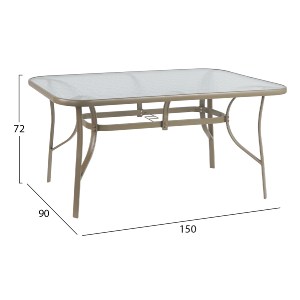 72483 ΤΡΑΠΕΖΙ BRUNO 150X90Χ72Υεκ. ΜΕΤΑΛΛΙΚΟ ΣΑΜΠΑΝΙ ΜΕ ΓΥΑΛΙΝΗ ΕΠΙΦΑΝΕΙΑ HM5145.04