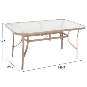 72488 ΤΡΑΠΕΖΙ BRUNO 149,5x89,5x72Υεκ. ΜΕΤΑΛΛΙΚΟ ΣΑΜΠΑΝΙ ΜΕ ΤΡΥΠΑ ΟΜΠΡΕΛΑΣ Φ38mm HM5145.14