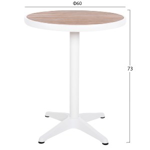 72542 ΤΡΑΠΕΖΙ ΑΛΟΥΜΙΝΙΟΥ ΣΤΡΟΓΓΥΛΟ ALEXA HM6086.02 ΛΕΥΚΟ-POLYWOOD TOP ΦΥΣΙΚΟ Φ60x73Υεκ.