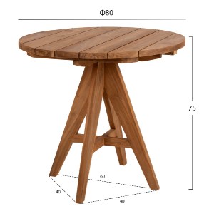 72552 ΤΡΑΠΕΖΙ LEO HM9623.11 ΣΤΡΟΓΓΥΛΟ ΜΑΣΙΦ ΞΥΛΟ ΤΕΑΚ Φ80x75Υεκ.