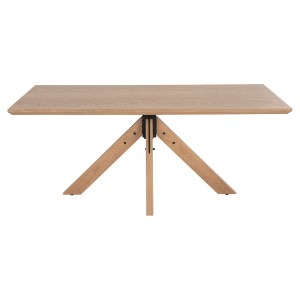 72591 ΤΡΑΠΕΖΙ PAOLO HM9853 MDF ΜΕ ΚΑΠΛΑΜΑ ΦΡΑΞΙΝΟΥ-ΠΟΔΙΑ RUBBERWOOD-ΦΥΣΙΚΟ 180x90x75Yεκ