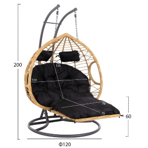 72592 ΔΙΠΛΗ ΚΡΕΜΑΣΤΗ ΦΩΛΙΑ ME ΥΠΟΠΟΔΙΟ GRACIE HM5754.02 ΜΠΕΖ ΣΥΝΘ.RATTAN-ΓΚΡΙ ΜΕΤΑΛ.ΣΚΕΛΕΤΟΣ Φ120x200Υεκ
