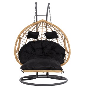 72592 ΔΙΠΛΗ ΚΡΕΜΑΣΤΗ ΦΩΛΙΑ ME ΥΠΟΠΟΔΙΟ GRACIE HM5754.02 ΜΠΕΖ ΣΥΝΘ.RATTAN-ΓΚΡΙ ΜΕΤΑΛ.ΣΚΕΛΕΤΟΣ Φ120x200Υεκ