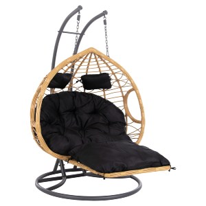 72592 ΔΙΠΛΗ ΚΡΕΜΑΣΤΗ ΦΩΛΙΑ ME ΥΠΟΠΟΔΙΟ GRACIE HM5754.02 ΜΠΕΖ ΣΥΝΘ.RATTAN-ΓΚΡΙ ΜΕΤΑΛ.ΣΚΕΛΕΤΟΣ Φ120x200Υεκ