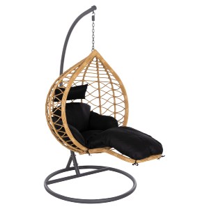 72593 ΜΟΝΗ ΚΡΕΜΑΣΤΗ ΦΩΛΙΑ ME ΥΠΟΠΟΔΙΟ GRACIE HM5755.02 ΜΠΕΖ ΣΥΝΘ.RATTAN-ΓΚΡΙ ΜΕΤΑΛ.ΣΚΕΛΕΤΟΣ Φ104x200Υεκ