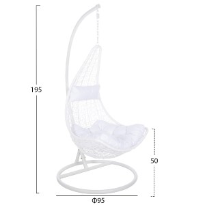 72598 ΚΡΕΜΑΣΤΗ ΠΟΛΥΘΡΟΝΑ ΦΩΛΙΑ MILLIE HM5996.03 ΜΕΤΑΛΛΟ-ΣΥΝΘ.RATTAN ΛΕΥΚΟ Φ95x195Υεκ.