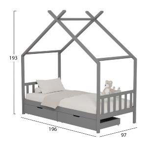 72631 ΚΡΕΒΑΤΙ ΠΑΙΔΙΚΟ KLARICE HM680.05 τ.MONTESSORI-2 ΣΥΡΤΑΡΙΑ- ΞΥΛΟ ΠΕΥΚΟΥ ΓΚΡΙ-190x90εκ