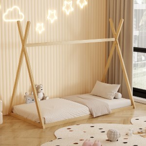 72632 ΚΡΕΒΑΤΙ ΠΑΙΔΙΚΟ MUNK HM681.01 τ.MONTESSORI ΜΑΣΙΦ ΞΥΛΟ ΠΕΥΚΟΥ ΦΥΣΙΚΟ- 190x90εκ