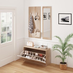 72770 ΣΕΤ ΕΙΣΟΔΟΥ ΜΕ ΚΑΘΡΕΠΤΗ VERN HM2476.04 ΜΕΛΑΜΙΝΗ ΣΕ ΣΟΝΑΜΑ-ΛΕΥΚΟ 80x27x175Υεκ