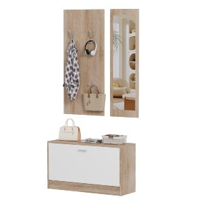 72770 ΣΕΤ ΕΙΣΟΔΟΥ ΜΕ ΚΑΘΡΕΠΤΗ VERN HM2476.04 ΜΕΛΑΜΙΝΗ ΣΕ ΣΟΝΑΜΑ-ΛΕΥΚΟ 80x27x175Υεκ