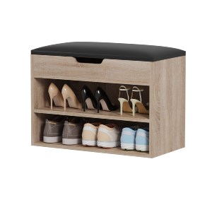 72772 ΠΑΠΟΥΤΣΟΘΗΚΗ ΜΕ ΚΑΘΙΣΜΑ ROMIR HM2477.01 ΜΕΛΑΜΙΝΗ ΣΕ ΣΟΝΑΜΑ-ΚΑΘΙΣΜΑ ΚΑΦΕ 60x30x44Υ