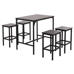 72784 ΣΕΤ ΤΡΑΠΕΖΑΡΙΑ ΜΠΑΡ 5ΤΜΧ BOXY HM9882.13 ΜΑΥΡΟ ΜΕΤΑΛΛΟ-ΜΕΛΑΜΙΝΗ ΜΑΥΡΟ ΜΑΡΜΑΡΟ