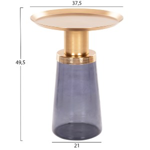 72828 ΒΟΗΘΗΤΙΚΟ ΤΡΑΠΕΖΑΚΙ BALLIN HM9725 ΜΠΛΕ ΓΥΑΛΙ-ΧΡΥΣΟ ΜΕΤΑΛΛΟ Φ37,5x49,5Υεκ.