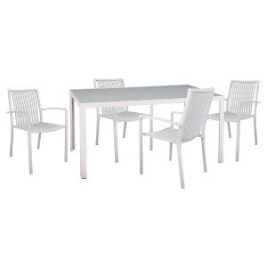 72840 ΣΕΤ ΤΡΑΠΕΖΑΡΙΑΣ 5ΤΜΧ BRONCA HM21023 ΜΕΤΑΛ.ΤΡΑΠΕΖΙ-4 ΠΟΛΥΘΡΟΝΕΣ ΑΛΟΥΜΙΝΙΟΥ-ΛΕΥΚΟ