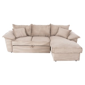 72873 ΓΩΝΙΑΚΟΣ ΚΑΝΑΠΕΣ-ΚΡΕΒΑΤΙ ΜΕ ΑΠΟΘ.ΧΩΡΟ ALDO HM3276.01R ΜΠΕΖ ΥΦΑΣΜΑ 256x91-159x87Υεκ.