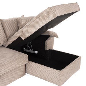 72873 ΓΩΝΙΑΚΟΣ ΚΑΝΑΠΕΣ-ΚΡΕΒΑΤΙ ΜΕ ΑΠΟΘ.ΧΩΡΟ ALDO HM3276.01R ΜΠΕΖ ΥΦΑΣΜΑ 256x91-159x87Υεκ.