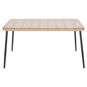 72875 ΤΡΑΠΕΖΙ ΟΡΘΟΓΩΝΙΟ ALLEGRA HM5537.11 ΜΕΤΑΛ.ΜΑΥΡΟ-P.E. RATTAN ΦΥΣΙΚΟ 139,5x79,5x73Υεκ.