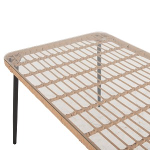 72875 ΤΡΑΠΕΖΙ ΟΡΘΟΓΩΝΙΟ ALLEGRA HM5537.11 ΜΕΤΑΛ.ΜΑΥΡΟ-P.E. RATTAN ΦΥΣΙΚΟ 139,5x79,5x73Υεκ.