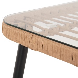 72875 ΤΡΑΠΕΖΙ ΟΡΘΟΓΩΝΙΟ ALLEGRA HM5537.11 ΜΕΤΑΛ.ΜΑΥΡΟ-P.E. RATTAN ΦΥΣΙΚΟ 139,5x79,5x73Υεκ.