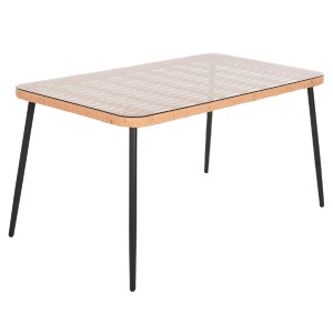 72875 ΤΡΑΠΕΖΙ ΟΡΘΟΓΩΝΙΟ ALLEGRA HM5537.11 ΜΕΤΑΛ.ΜΑΥΡΟ-P.E. RATTAN ΦΥΣΙΚΟ 139,5x79,5x73Υεκ.