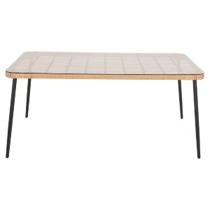 72876 ΤΡΑΠΕΖΙ ΟΡΘΟΓΩΝΙΟ ALLEGRA HM5538.11 ΜΕΤΑΛ.ΜΑΥΡΟ-P.E. RATTAN ΦΥΣΙΚΟ 159,5x89,5x72Υεκ.