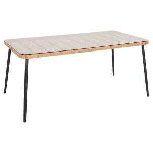 72876 ΤΡΑΠΕΖΙ ΟΡΘΟΓΩΝΙΟ ALLEGRA HM5538.11 ΜΕΤΑΛ.ΜΑΥΡΟ-P.E. RATTAN ΦΥΣΙΚΟ 159,5x89,5x72Υεκ.