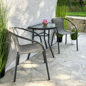 72882 ΤΡΑΠΕΖΙ ΗΜΙΚΥΚΛΙΚΟ LIMA HM5967.01 ΜΕΤΑΛΛΙΚΟ ΓΚΡΙ ΜΕ ΓΥΑΛΙΝΟ TOP 70x40x64,5Υεκ.