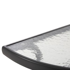 72882 ΤΡΑΠΕΖΙ ΗΜΙΚΥΚΛΙΚΟ LIMA HM5967.01 ΜΕΤΑΛΛΙΚΟ ΓΚΡΙ ΜΕ ΓΥΑΛΙΝΟ TOP 70x40x64,5Υεκ.