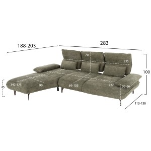 72924 ΓΩΝΙΑΚΟΣ ΚΑΝΑΠΕΣ (ΑΡΙΣΤΕΡΗ) CONVERT HM3268.04L ΚΥΠΑΡΙΣΣΙ ΥΦΑΣΜΑ 283x188x100Υεκ.