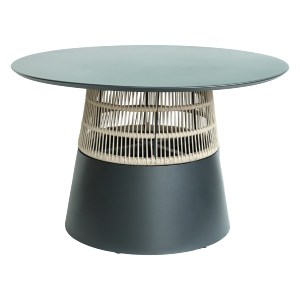 72960 ΤΡΑΠΕΖΙ ΣΤΡΟΓΓΥΛΟ SAEID HM6106.01 ΑΝΘΡΑΚΙ ΑΛΟΥΜΙΝΙΟ-ΜΠΕΖ ΣΧΟΙΝΙ Φ120x75Υεκ.