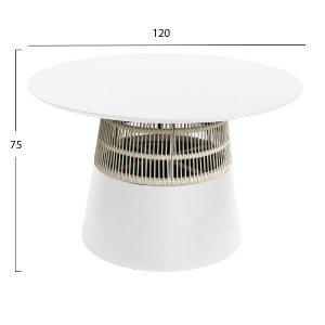 72961 ΤΡΑΠΕΖΙ ΣΤΡΟΓΓΥΛΟ SAEID HM6106.02 ΛΕΥΚΟ ΑΛΟΥΜΙΝΙΟ-ΜΠΕΖ ΣΧΟΙΝΙ Φ120x75Υεκ.