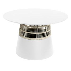 72961 ΤΡΑΠΕΖΙ ΣΤΡΟΓΓΥΛΟ SAEID HM6106.02 ΛΕΥΚΟ ΑΛΟΥΜΙΝΙΟ-ΜΠΕΖ ΣΧΟΙΝΙ Φ120x75Υεκ.