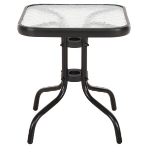 73007 ΤΡΑΠΕΖΙ ΒΟΗΘΗΤΙΚΟ FIGO HM6067.03 ΜΕΤΑΛΛΙΚΟ ΜΑΥΡΟ-ΓΥΑΛΙΝΗ ΕΠΙΦΑΝΕΙΑ 45x45x51Yεκ