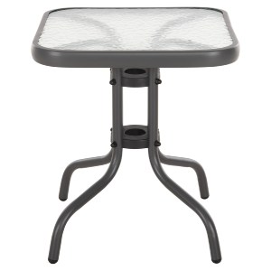 73008 ΤΡΑΠΕΖΙ ΒΟΗΘΗΤΙΚΟ FIGO HM6067.01 ΜΕΤΑΛΛΙΚΟ ΓΚΡΙ-ΓΥΑΛΙΝΗ ΕΠΙΦΑΝΕΙΑ 45x45x51Yεκ