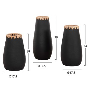 73023 ΣΕΤ 3ΤΜΧ ΔΙΑΚΟΣΜΗΤΙΚΑ ΒΑΖΑ HM4372 ΤΕΡΑΚΟΤΑ ΣΕ ΜΑΥΡΟ ΜΕ ΠΛΕΞΗ ΨΑΘΑΣ ΣΤΟ ΣΤΟΜΙΟ