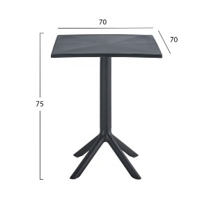 73139 ΤΡΑΠΕΖΙ ΠΟΛΥΠΡΟΠΥΛΕΝΙΟΥ ΤΕΤΡΑΓΩΝΟ TERRIN HM6125.12 ΜΑΥΡΟ 70x70x75Υεκ.