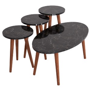 73195 ΣΕΤ ΤΡΑΠΕΖΙ ΣΑΛΟΝΙΟΥ & 3 ΒΟΗΘ.ΤΡΑΠΕΖΙΑ VITAL HM18180.02 ΜΕΛΑΜΙΝΗ ΜΑΥΡΟ ΜΑΡΜΑΡΟ-ΚΑΡΥΔΙ ΠΟΔΙΑ