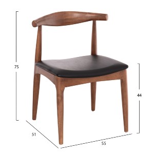 73443 KΑΡΕΚΛΑ ΤΡΑΠΕΖΑΡΙΑΣ ALOR HM9947.03 RUBBERWOOD ΚΑΡΥΔΙ-ΜΑΥΡΟ PU 55x51x75Υεκ
