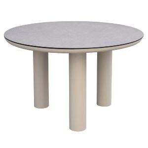 73497 ΤΡΑΠΕΖΙ ΑΛΟΥΜΙΝΙΟΥ DOSUN HM6201.02 ΚΡΕΜ ΣΚΕΛΕΤΟΣ-3D PRINT ΓΥΑΛΙ-ΚΕΡΑΜΙΚΟ LOOK Φ120εκ