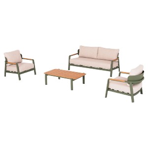 73507 ΣΕΤ ΣΑΛΟΝΙ ΕΞ.ΧΩΡΟΥ 4ΤΜΧ ELARA HM6195.06 ΠΡΑΣΙΝΟ ΑΛΟΥΜΙΝΙΟ-ΜΠΕΖ OLEFIN-TEAK ΦΥΣΙΚΟ