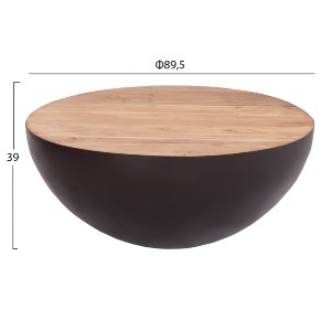 73540 ΔΙΑΚΟΣΜΗΤΙΚΟ ΤΡΑΠΕΖΙ ΣΑΛΟΝΙΟΥ BOWL Φ89,5X39Yεκ. RUSTY ΜΕ ΞΥΛΟ ΑΚΑΚΙΑΣ HM8717.22